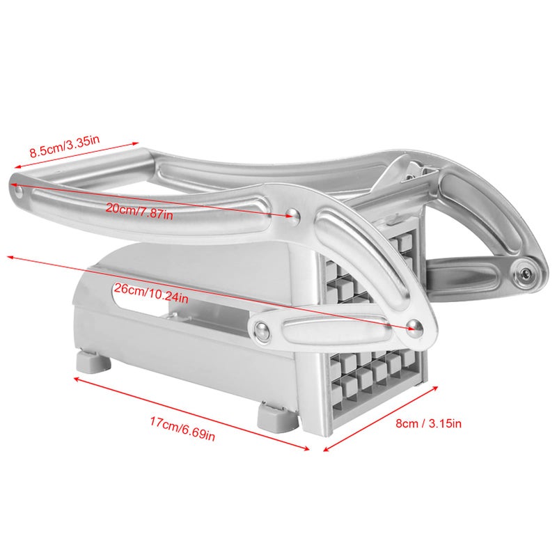 GOTOTOP French Fry Cutter Stainless Steel Vegetable Dicer Potato Slicer French Fries Grater Potato Chipper Chip Cutter with 2 Replacement Blades and Non-Slip Feet for Commercial Family Easy Slicer - Image 5